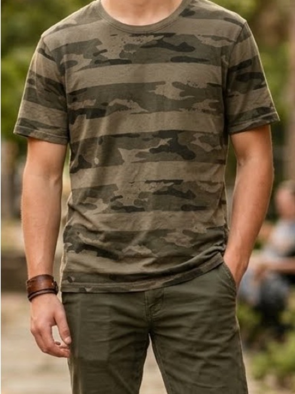 American Rag XL Olive Camo Short Sleeve Tee poly cotton unisex hunt fish